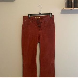 madewell cropped corduroy flare jeans